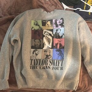Taylor Swift Gray Crewneck Sweater with Graphic Design